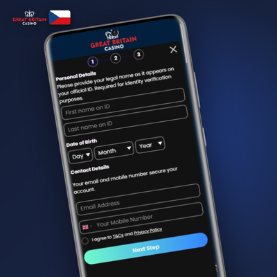 Rychlá registrace jedním kliknutím v GB Casino — ikona kurzoru klikajícího na tlačítko Registrovat